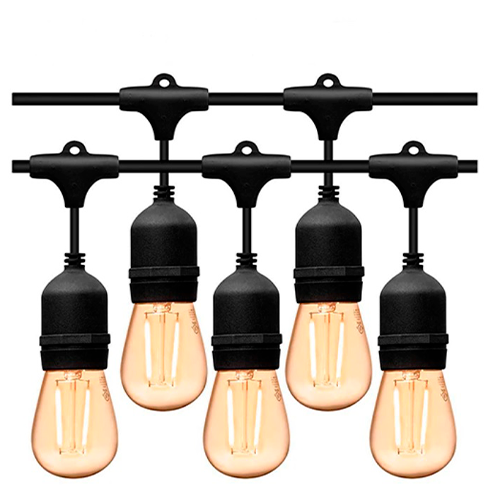 LED āra dārza 10m virtene dārzam un terasēm E27 spuldzēm, 20 patroni spuldzēm