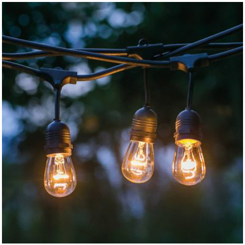 LED āra dārza 10m virtene dārzam un terasēm E27 spuldzēm, 20 patroni spuldzēm