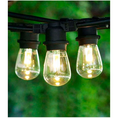 LED āra dārza 10m virtene dārzam un terasēm E27 spuldzēm, 20 patroni spuldzēm, solis 50 cm