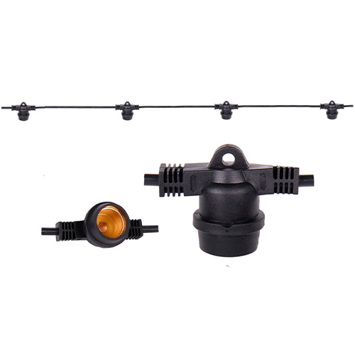 LED āra dārza 10m virtene dārzam un terasēm E27 spuldzēm, 20 patroni spuldzēm, solis 50 cm