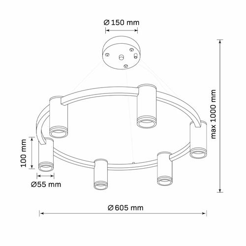 LED потолочный светильник PARIS ROUND, excl. 5xGU10, max 6W