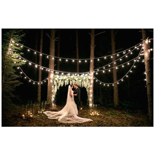 LED āra dārza 10m virtene dārzam un terasēm E27 spuldzēm, 20 patroni spuldzēm, solis 50 cm