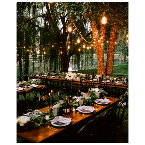 LED āra dārza 10m virtene dārzam un terasēm E27 spuldzēm, 20 patroni spuldzēm, solis 50 cm