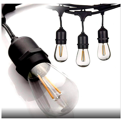 LED āra dārza 10m virtene dārzam un terasēm E27 spuldzēm, 20 patroni spuldzēm