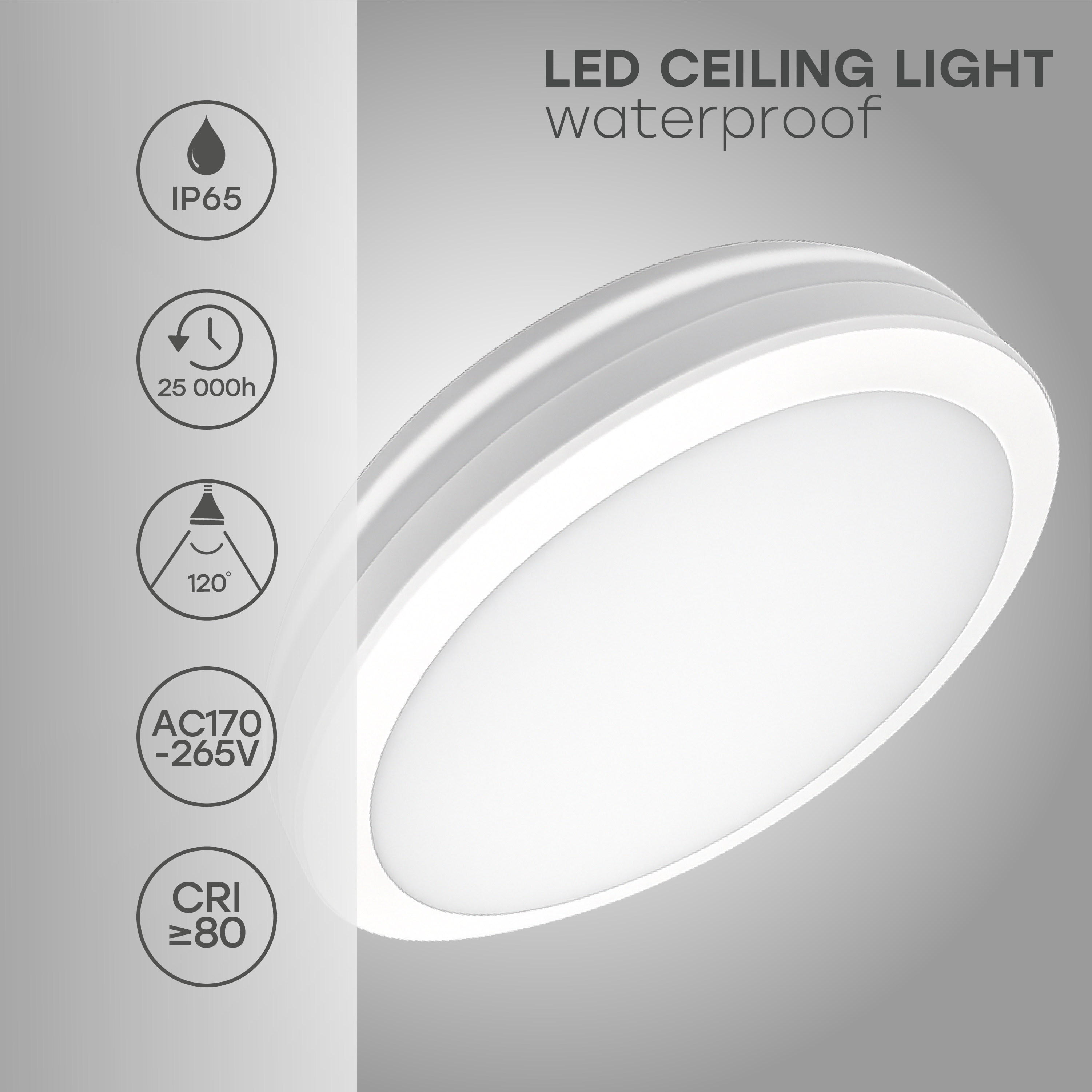 LED Ūdensizturīgs gaismeklis ar PIR kustības sensoru 40W, 3CCT, 4800Lm, IP65, Ø 400 x 55 mm